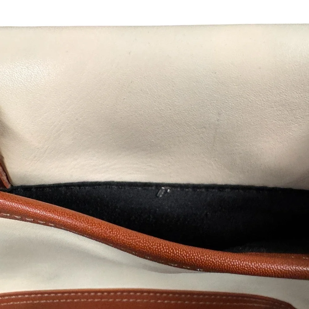 Vintage Esprit Crossbody Bag Shoulder Purse Brown Cream Small Flap retro 90s‎ - Picture 9 of 11